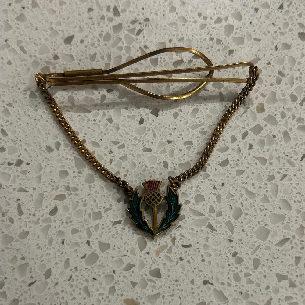 Vintage Men's Accessory--Scottish Thistle Tie Clip/Tie Bar